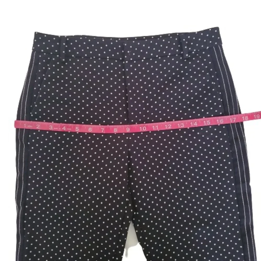 ZARA Basic Women's Polka Dot Striped Sides Flat Front Black Crop Pants Size XS - Picture 10 of 12